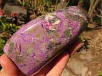 Polished  Purple Stichtite & Serpentine Standing Free Forms x 3 From Barberton, South Africa