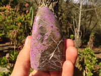 Polished  Purple Stichtite & Serpentine Standing Free Forms x 3 From Barberton, South Africa