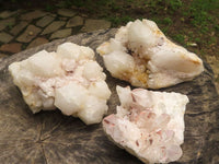 Natural Candle Quartz Clusters  x 3 From Madagascar - TopRock