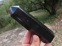 Polished Pitch Black Basalt Points/Prisms x 3 From Madagascar - TopRock