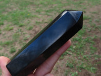 Polished Pitch Black Basalt Points/Prisms x 3 From Madagascar - TopRock