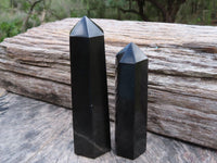 Polished Pitch Black Basalt Points/Prisms x 3 From Madagascar - TopRock