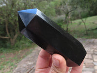 Polished Pitch Black Basalt Points/Prisms x 3 From Madagascar - TopRock