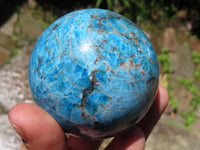 Polished Blue Apatite Spheres with Haematoid Veins  x 4 From Madagascar - TopRock