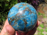 Polished Blue Apatite Spheres with Haematoid Veins  x 4 From Madagascar - TopRock