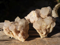 Natural Cascading Smokey Quartz Clusters x 2 From Luena, Congo