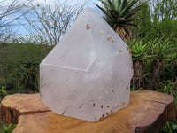 Polished Giant Tourmaline Quartz Crystal With Nice Tourmaline Crystal Growing Through Bottom x 1 From Madagascar - TopRock