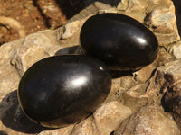 Polished  Black Basalt Gemstone Eggs x 6 From Madagascar