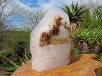 Polished Giant Tourmaline Quartz Crystal With Nice Tourmaline Crystal Growing Through Bottom x 1 From Madagascar - TopRock