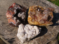 Natural Hematoid Quartz, White Quartz & Drusy Dolomite On Malachite Specimens x 3 From Southern Africa - TopRock