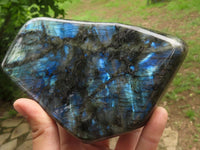 Polished Flashy Blue Labradorite Standing Free Forms  x 2 From Tulear, Madagascar - TopRock