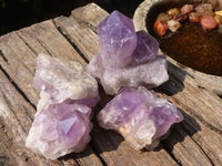 Natural Jacaranda Amethyst Clusters  x 3 From Zambia - Toprock Gemstones and Minerals 