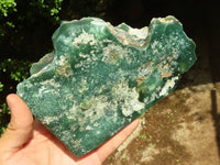 Polished Green Mtorolite / Chrome Chrysoprase Plate (Cut To Stand)  x 1 From Zimbabwe - Toprock Gemstones and Minerals 