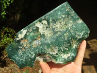 Polished Green Mtorolite / Chrome Chrysoprase Plate (Cut To Stand)  x 1 From Zimbabwe - Toprock Gemstones and Minerals 