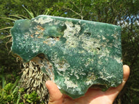 Polished Green Mtorolite / Chrome Chrysoprase Plate (Cut To Stand)  x 1 From Zimbabwe - Toprock Gemstones and Minerals 