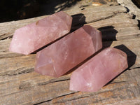 Polished Gemmy Double Terminated Rose Quartz Points x 3 From Madagascar