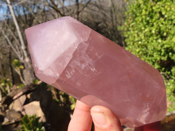 Polished Gemmy Double Terminated Rose Quartz Points x 3 From Madagascar