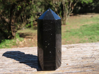 Polished Pitch Black Basalt Points/Prisms x 5 From Madagascar - TopRock