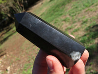 Polished Pitch Black Basalt Points/Prisms x 5 From Madagascar - TopRock