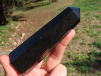 Polished Pitch Black Basalt Points/Prisms x 5 From Madagascar - TopRock