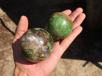 Polished Green Chrysoprase Spheres  x 6 From Madagascar - Toprock Gemstones and Minerals 