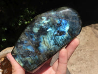 Polished Flashy Labradorite Standing Free Forms  x 3 From Tulear, Madagascar - TopRock