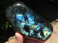 Polished Flashy Labradorite Standing Free Forms  x 3 From Tulear, Madagascar - TopRock