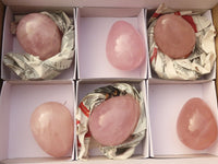 Polished Pink Rose Quartz Gemstone Eggs x 6 From Antsirabe, Madagascar