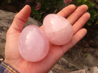 Polished Pink Rose Quartz Gemstone Eggs x 6 From Antsirabe, Madagascar