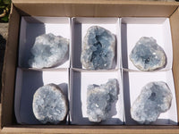 Natural Blue Celestite Crystal Specimens  x 6 From Sakoany, Madagascar