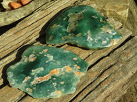 Polished Green Mtorolite / Emerald Chrome Chrysoprase Plates  x 2 From Zimbabwe - Toprock Gemstones and Minerals 