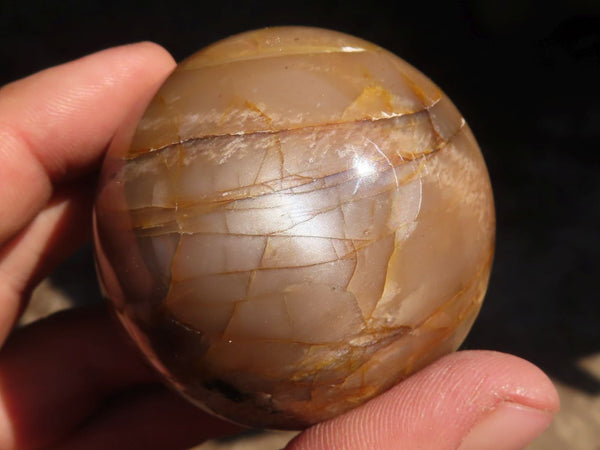 Polished Flashy Peach Moonstone Spheres  x 6 From Madagascar - Toprock Gemstones and Minerals 