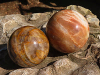 Polished Flashy Peach Moonstone Spheres  x 6 From Madagascar - Toprock Gemstones and Minerals 