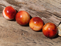 Polished Carnelian Agate Spheres  x 4 From Madagascar