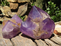 Natural Rare Triple Point Amethyst Crystals  x 2 From Madagascar - TopRock