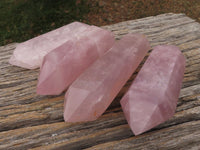 Polished Gemmy Pink Double Terminated Rose Quartz Points  x 4 From Ambatondrazaka, Madagascar - TopRock