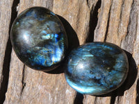 Polished Flashy Labradorite Palm Stones  x 12 From Tulear, Madagascar - Toprock Gemstones and Minerals 