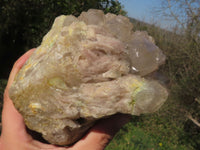 Natural Malachite Infused Smokey White Phantom Quartz Cluster x 1 From Luena, Congo - TopRock