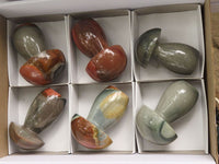 Polished Polychrome / Picasso Jasper Mushrooms  x 6 From Madagascar - TopRock