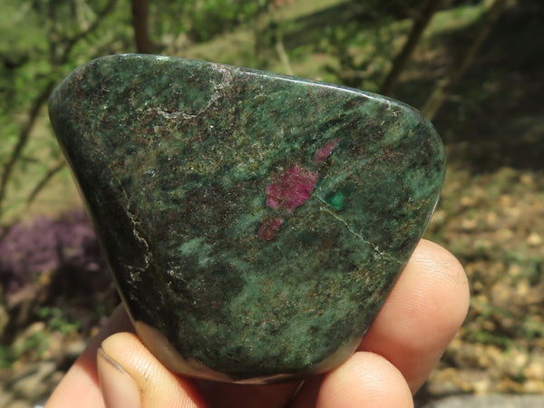 Polished Rare Fluorescent Green Verdite Ruby Corundum Free Forms  x 5 From Zimbabwe - TopRock