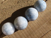 Polished Blue Calcite Spheres  x 4 From Ihadilalana, Madagascar