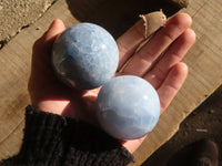 Polished Blue Calcite Spheres  x 4 From Ihadilalana, Madagascar