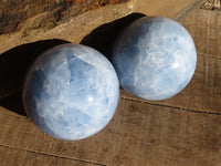 Polished Blue Calcite Spheres  x 4 From Ihadilalana, Madagascar