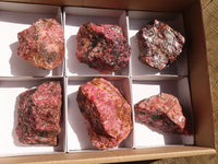 Natural Rough Red Rhodonite Specimens x 6 From Zimbabwe