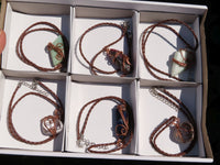 Polished Mixed Jewellery Free Forms With Copper Art Wire Pendants x 6 From Southern Africa - TopRock