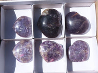 Polished Purple Lepidolite Hearts  x 6 From Madagascar - Toprock Gemstones and Minerals 