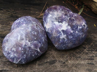 Polished Purple Lepidolite Hearts  x 6 From Madagascar - TopRock