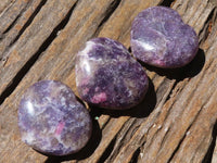 Polished Purple Lepidolite Hearts  x 6 From Madagascar - Toprock Gemstones and Minerals 