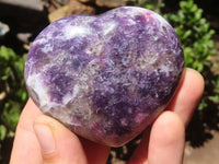 Polished Purple Lepidolite Hearts  x 6 From Madagascar - Toprock Gemstones and Minerals 