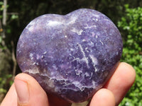 Polished Purple Lepidolite Hearts  x 6 From Madagascar - Toprock Gemstones and Minerals 